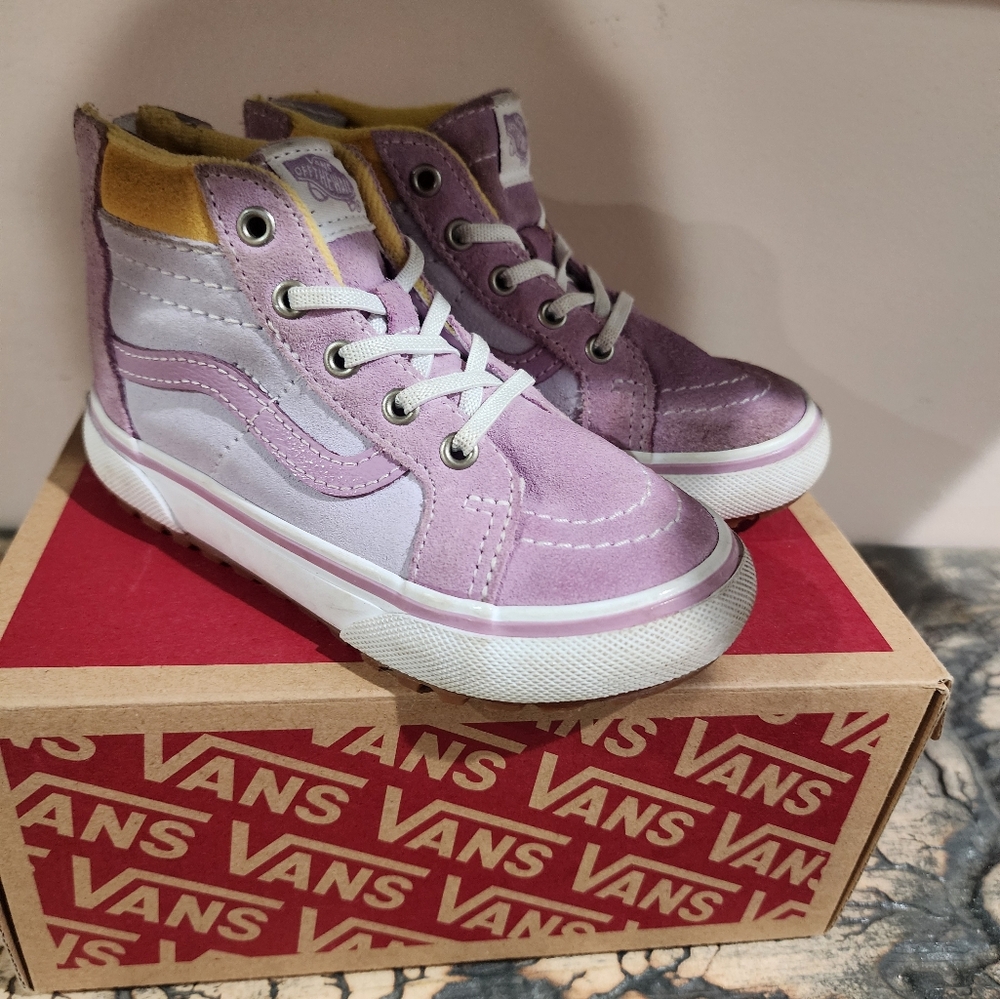 Vans Kids High-Top Sneakers - Lavender, Yellow and White